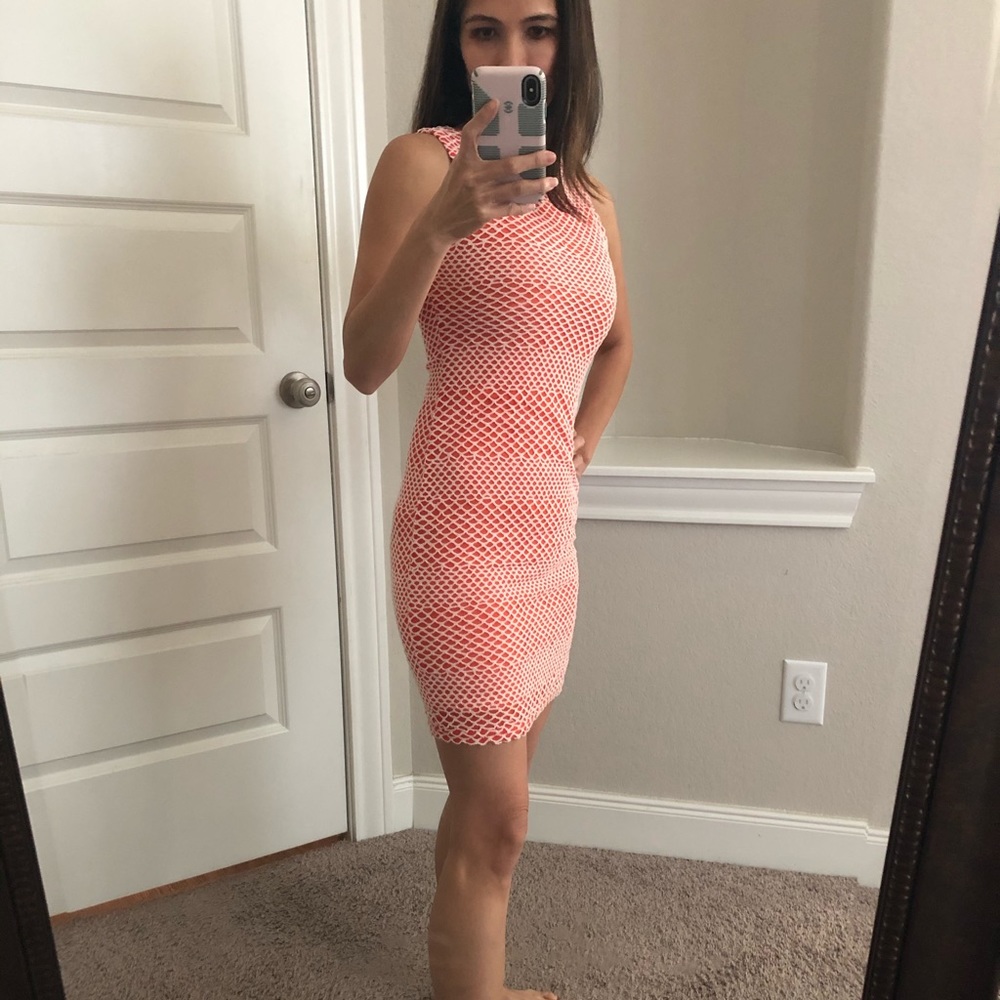 Bar III orange and white dress size small